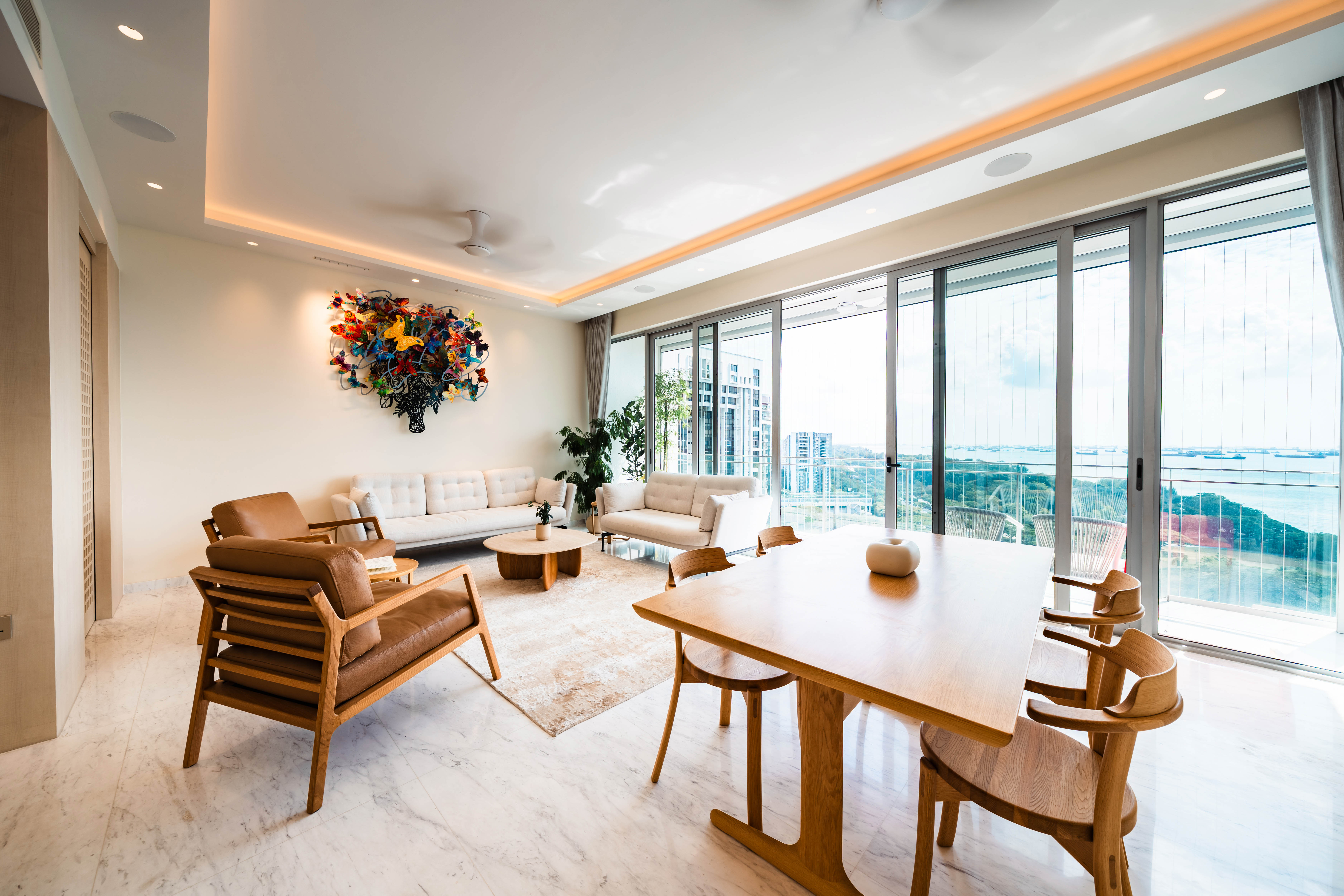 Light-filled living and dining room at 193 Meyer Road designed by 9Creation